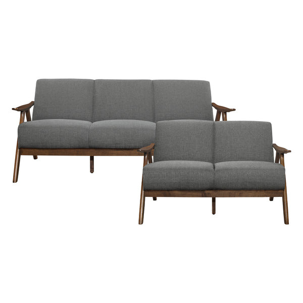 Damala 2pc Set: Sofa, Love in Gray - 1138GY*2