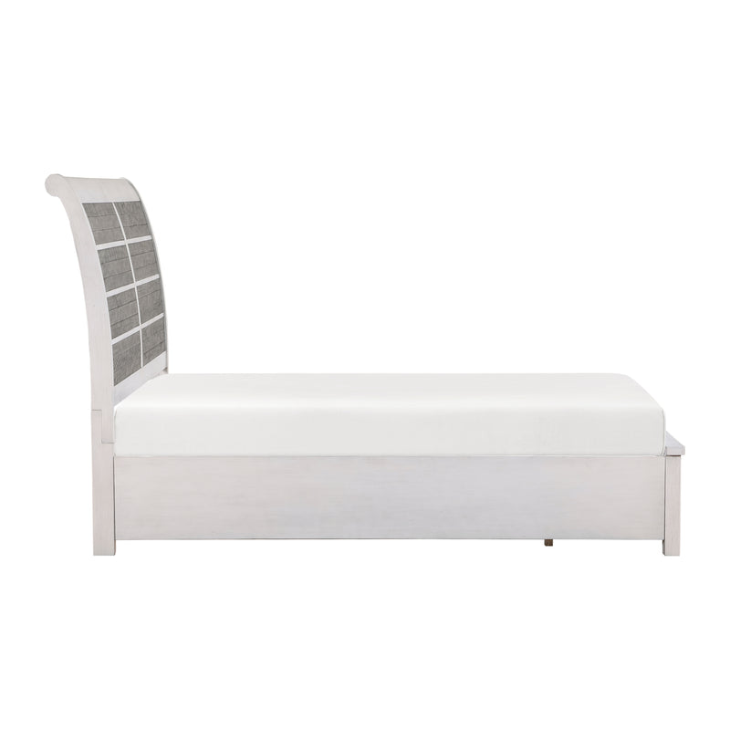 Ambrose Queen Platform Bed with Footboard Storage in Gray/White - 1303-1