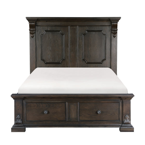 Cornwall Queen Platform Bed with Footboard Storage in Espresso - 1325-1