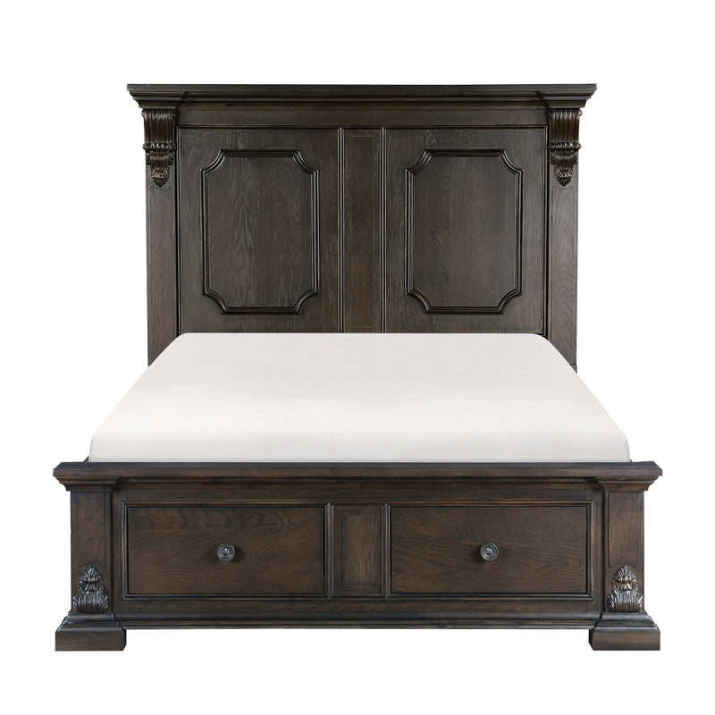 Cornwall Eastern King Platform Bed with Footboard Storage in Espresso - 1325K-1EK
