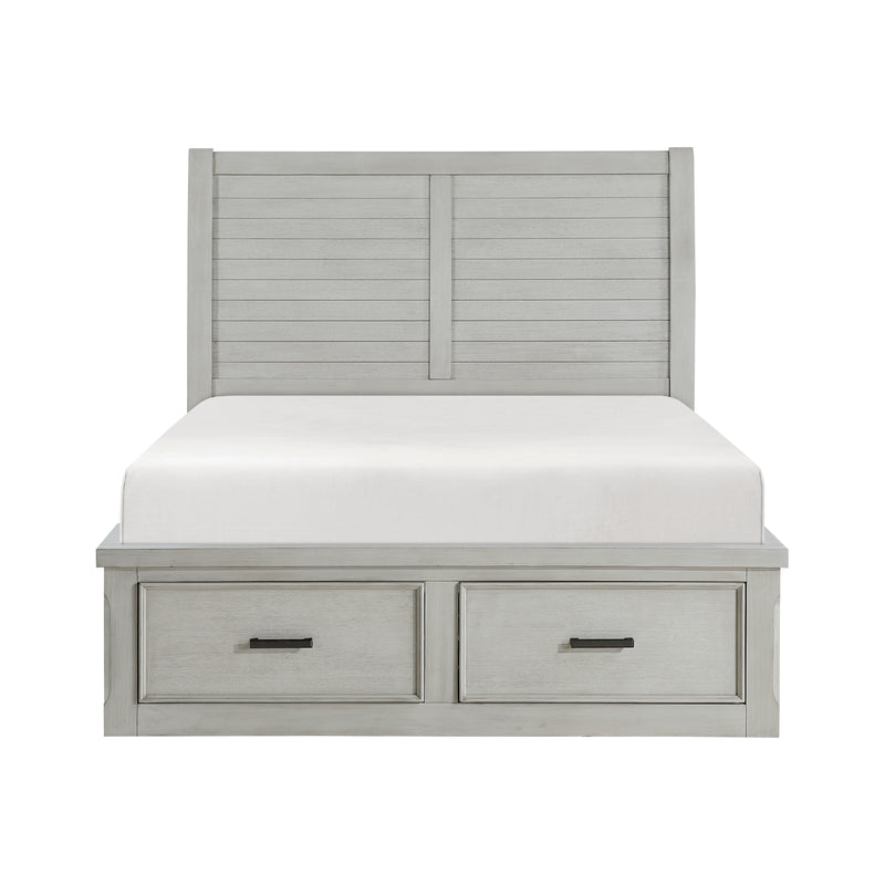 Willowbrook Queen Platform Bed with Footboard Storage in Gray - 1337-1