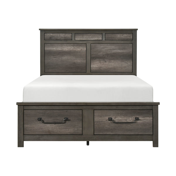 Lenior Eastern King Platform Bed with Footboard Storage in Gray - 1342K-1EK