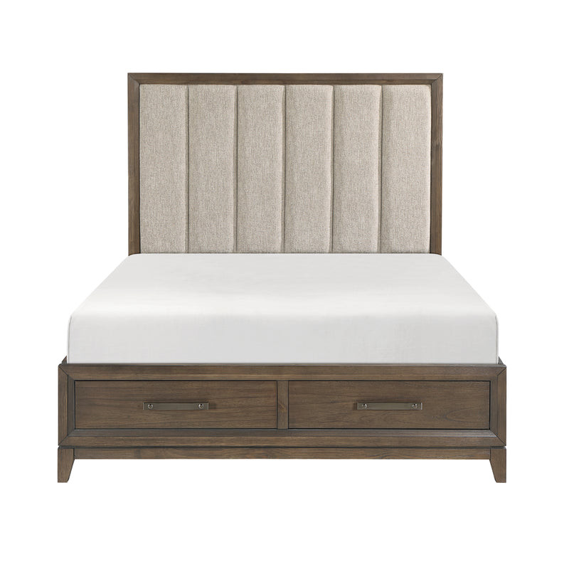 Cambridge Eastern King Platform Bed with Footboard Storage in Walnut - 1422KN-1EK