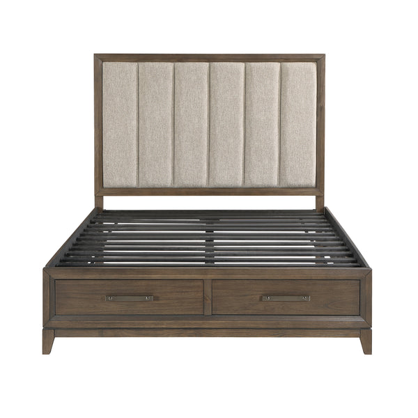 Cambridge Eastern King Platform Bed with Footboard Storage in Walnut - 1422KN-1EK