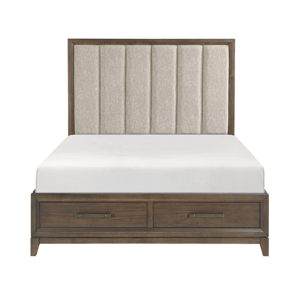 Cambridge Queen Platform Bed with Footboard Storage in Walnut - 1422N-1