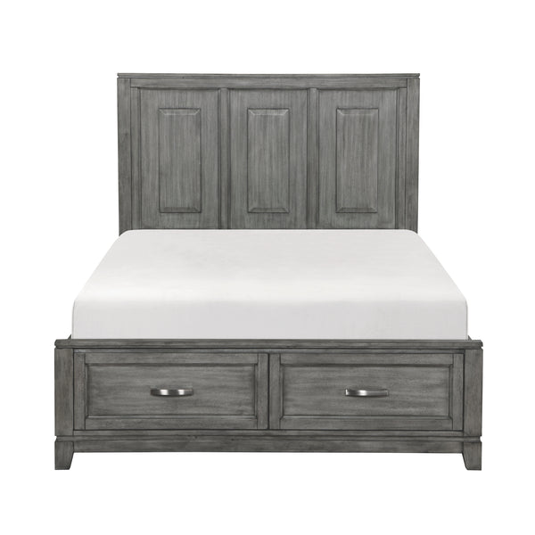 Garretson Queen Platform Bed with Footboard Storage in Gray - 1450-1