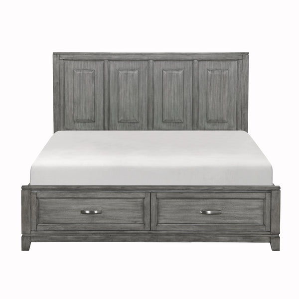 Garretson Eastern King Platform Bed with Footboard Storage in Gray - 1450K-1EK