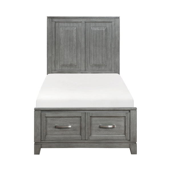 Garretson Twin Platform Bed with Footboard Storage in Gray - 1450T-1