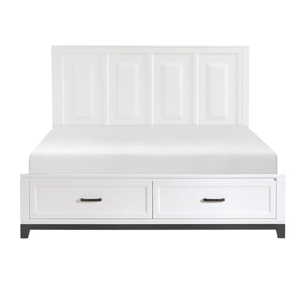 Garretson Eastern King Platform Bed with Footboard Storage in White - 1450WHK-1EK