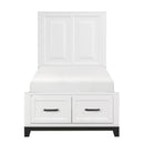 Garretson Twin Platform Bed with Footboard Storage in White - 1450WHT-1