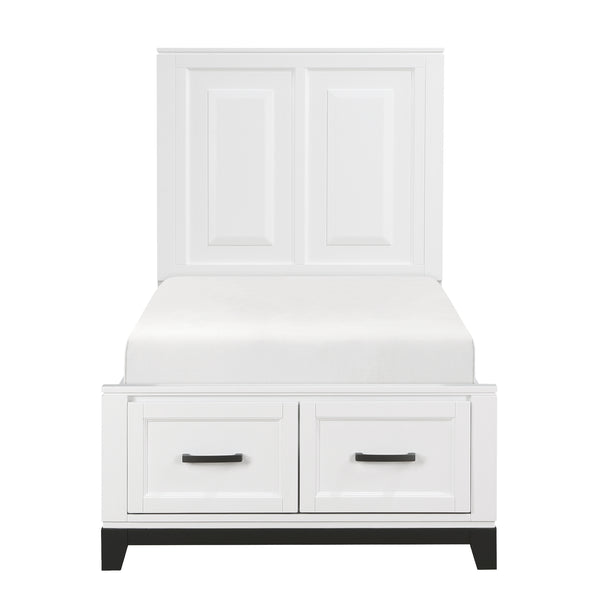 Garretson Twin Platform Bed with Footboard Storage in White - 1450WHT-1