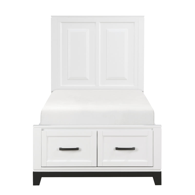 Garretson Twin Platform Bed with Footboard Storage in White - 1450WHT-1