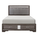 Luster Queen Platform Bed with Footboard Storage in Gray - 1505-1