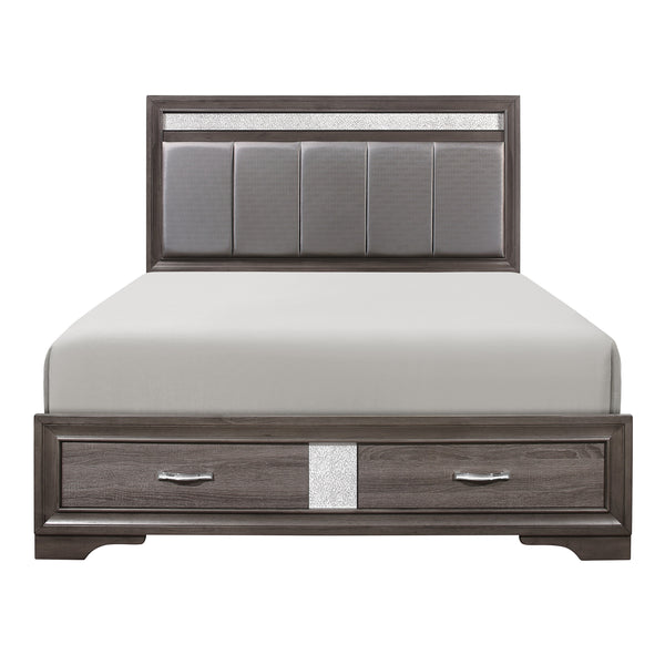 Luster Eastern King Platform Bed with Footboard Storage in Gray - 1505K-1EK