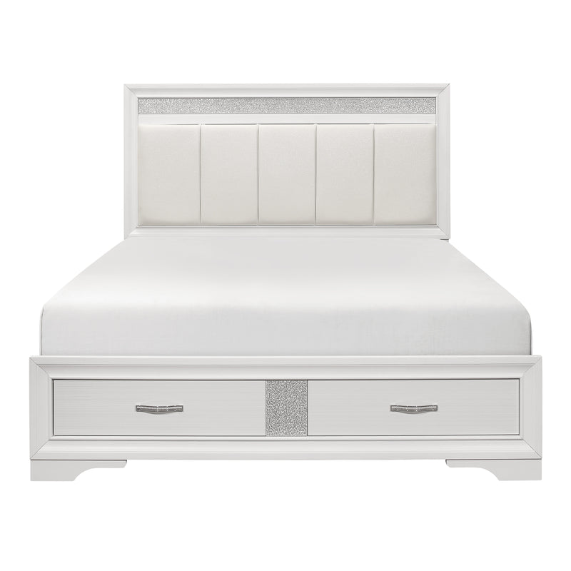 Luster Eastern King Platform Bed with Footboard Storage in White - 1505WK-1EK
