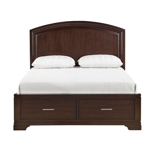 Hudson Queen Platform Bed with Footboard Storage in Cherry - 1520CH-1