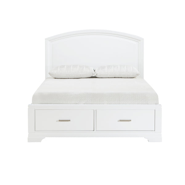 Hudson Eastern King Platform Bed with Footboard Storage in White - 1520WHK-1EK