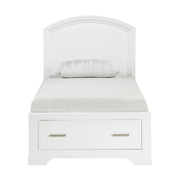 Hudson Twin Platform Bed with Footboard Storage in White - 1520WHT-1
