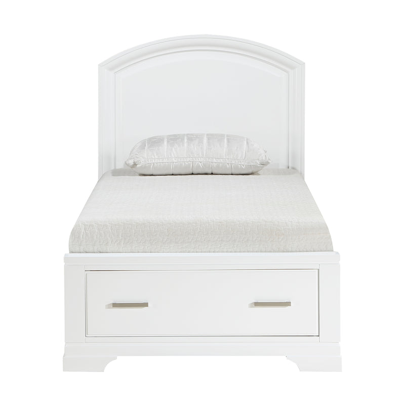 Hudson Twin Platform Bed with Footboard Storage in White - 1520WHT-1