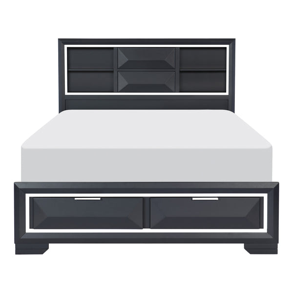 Rosemont Eastern King Platform Bed with Footboard Storage in Blue/Gold/Silver/Champagne - 1553K-1EK