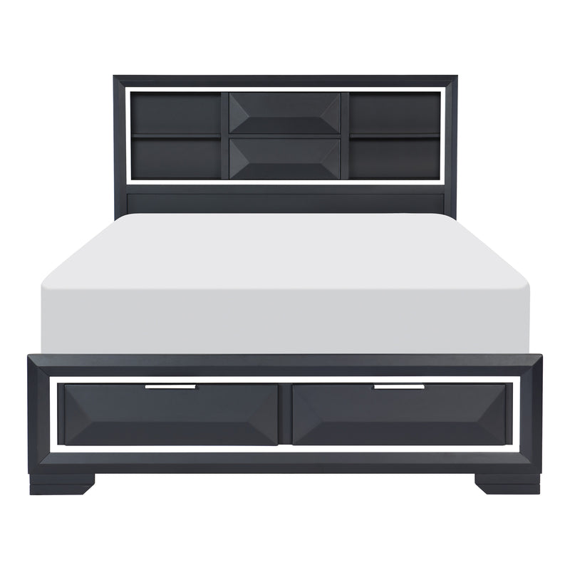Rosemont Eastern King Platform Bed with Footboard Storage in Blue/Gold/Silver/Champagne - 1553K-1EK