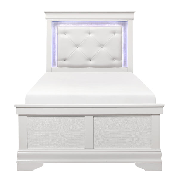 Lana Collection (2) Twin Bed with LED Lighting in White - 1556WT-1*