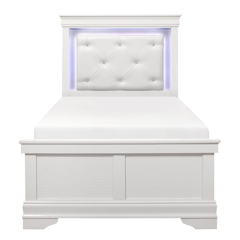 Lana Collection (2) Twin Bed with LED Lighting in White - 1556WT-1*