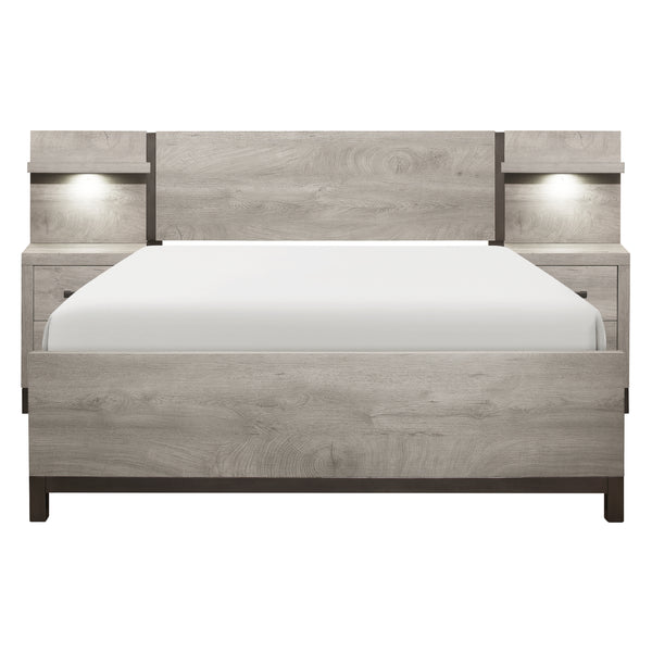 Zephyr 5pc Set Eastern King Wall Bed (EKB+2NS+2NS-P) in Gray - 1577K-1EKWB
