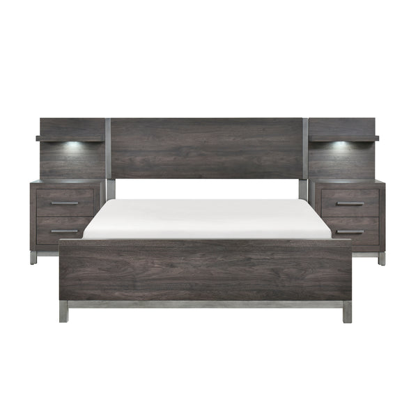Zephyr 5pc Set Eastern King Wall Bed (EK+2NS+2NS-P) in Gray - 1577DGK-1EKWB