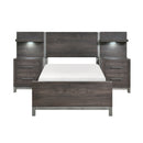 Zephyr 5pc Set Twin Wall Bed (TB+2NS+2NS-P) in Gray - 1577DGT-1WB