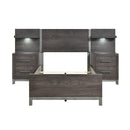 Zephyr 5pc Set Twin Wall Bed (TB+2NS+2NS-P) in Gray - 1577DGT-1WB