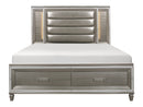 Tamsin Queen Platform Bed with Footboard Storage, LED Lighting in Gray/Gold/Silver/Champagne/Transparent - 1616-1