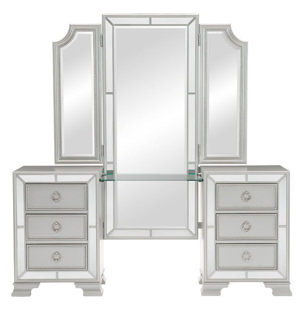 Avondale (3)Vanity Dresser with Mirror in Gray/Gold/Silver/Champagne/Transparent - 1646-15*