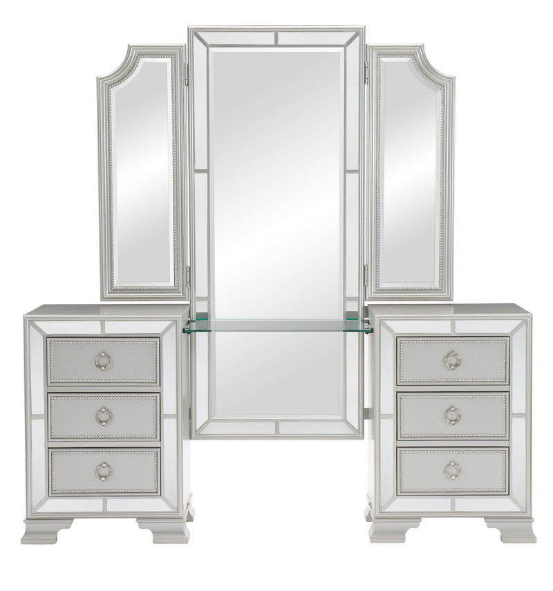 Avondale (3)Vanity Dresser with Mirror in Gray/Gold/Silver/Champagne/Transparent - 1646-15*