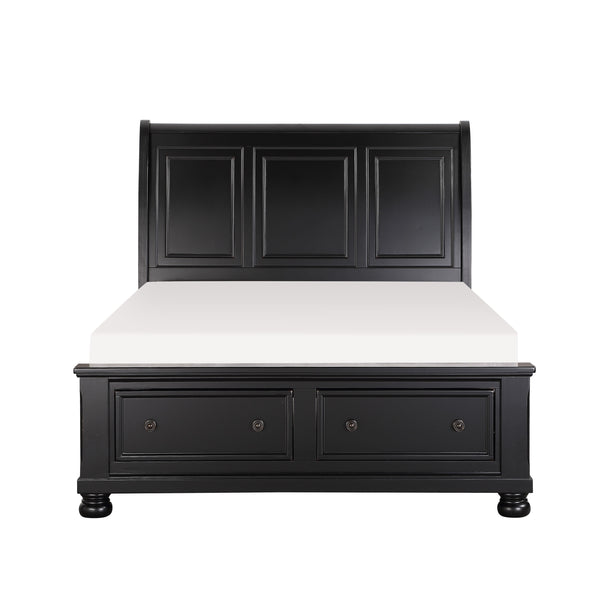 Laurelin Eastern King Sleigh Platform Bed with Footboard Storage in Black - 1714KBK-1EK