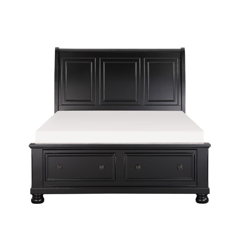 Laurelin Eastern King Sleigh Platform Bed with Footboard Storage in Black - 1714KBK-1EK