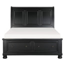 Laurelin Queen Sleigh Platform Bed with Footboard Storage in Black - 1714BK-1