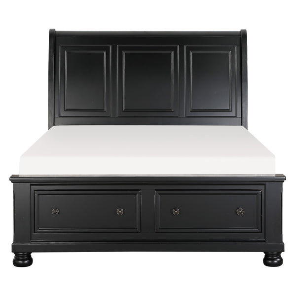 Laurelin Queen Sleigh Platform Bed with Footboard Storage in Black - 1714BK-1