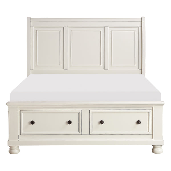 Laurelin Eastern King Sleigh Platform Bed with Footboard Storage in White - 1714KW-1EK