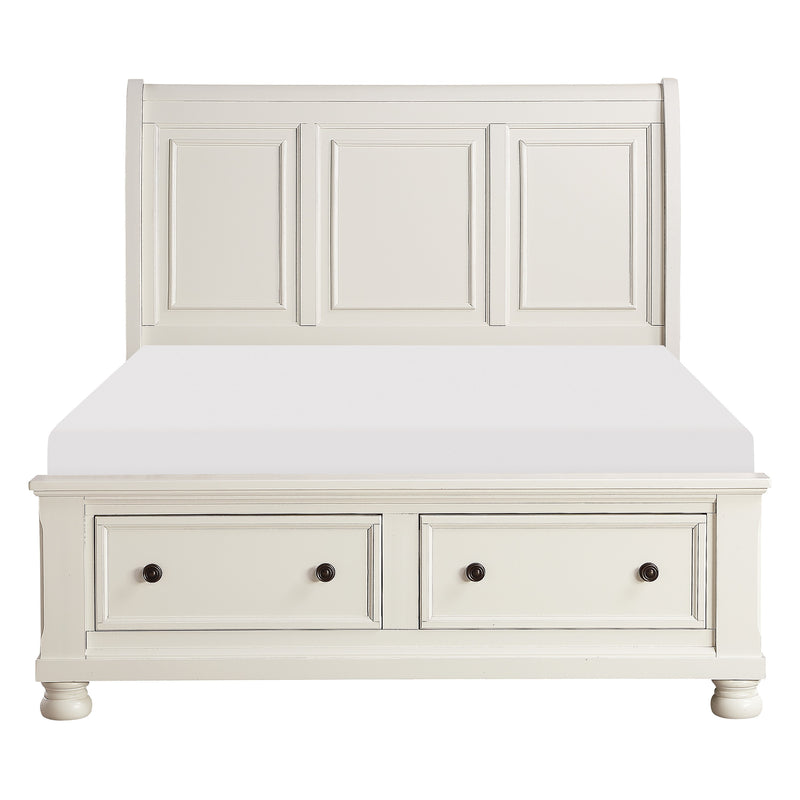 Laurelin Eastern King Sleigh Platform Bed with Footboard Storage in White - 1714KW-1EK