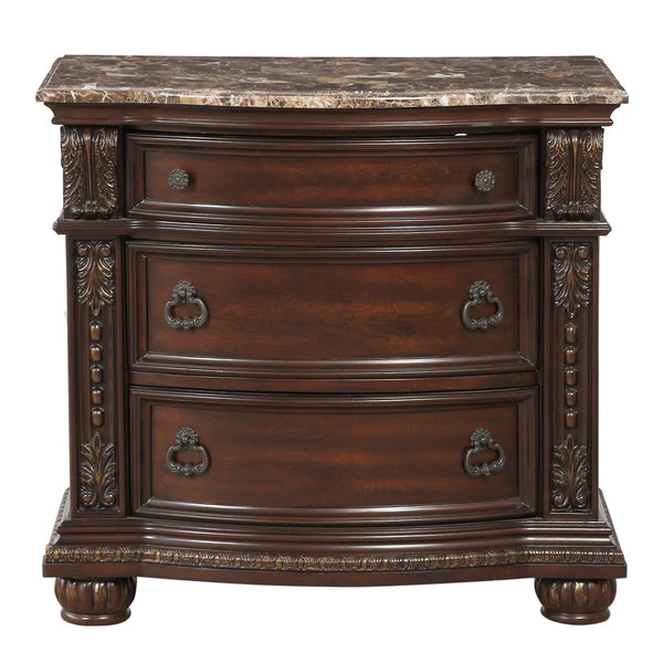 Cavalier Nightstand, Marble Top in Cherry - 1757-4
