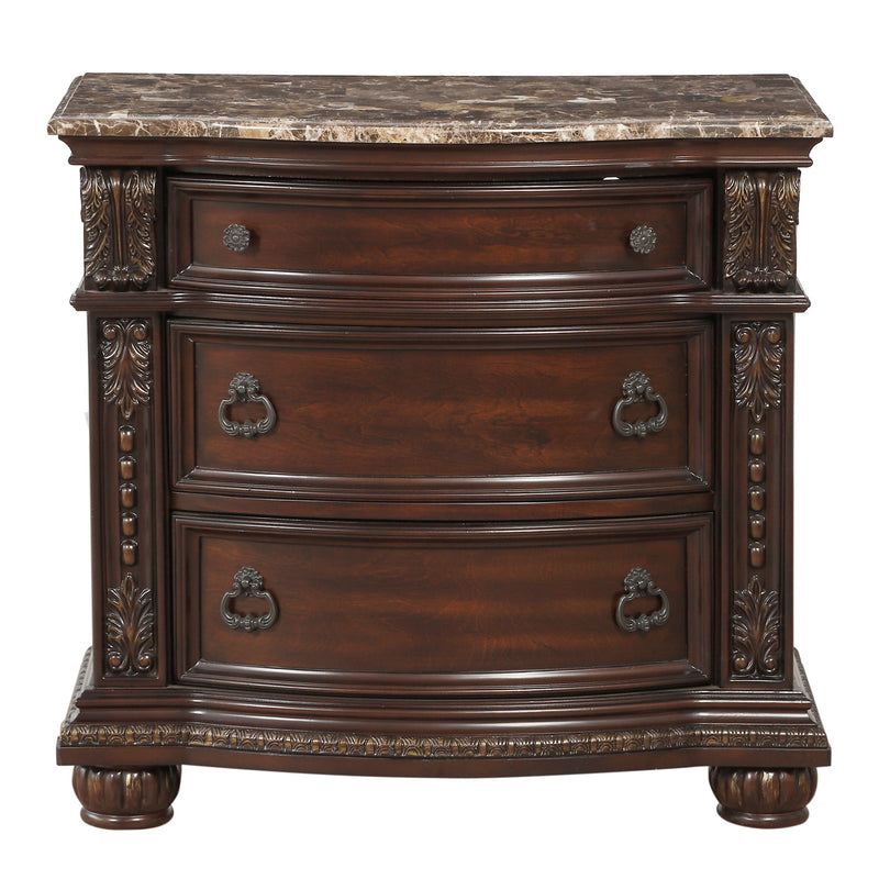 Cavalier Nightstand, Marble Top in Cherry - 1757-4