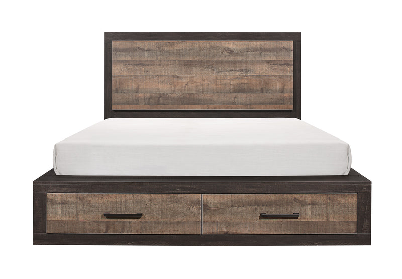 Miter Eastern King Platform Bed with Footboard Storage in Gray/Brown - 1762K-1EK