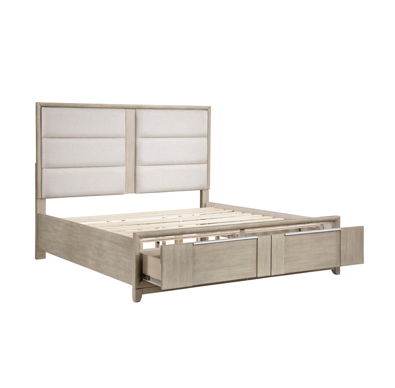 Mckewen Eastern King Platform Bed with Footboard Storage in Gray - 1820NK-1EK