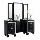 Allura (3)Vanity Dresser with Mirror in Black/Transparent - 1916BK-15*