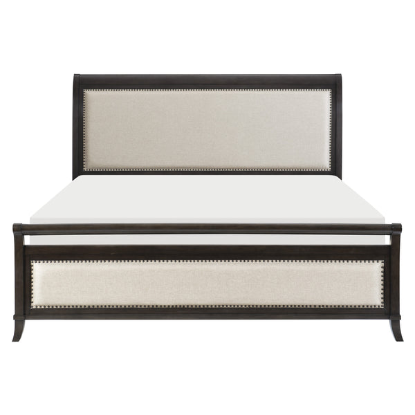 Hebron Eastern King Bed in Beige/Cherry - 1923NBK-1EK