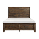 Jerrick Queen Sleigh Platform Bed with Footboard Storage in Brown - 1957-1