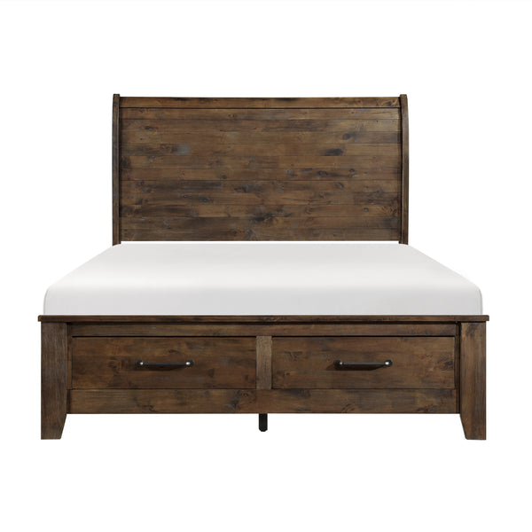 Jerrick Eastern King Sleigh Platform Bed with Footboard Storage in Brown - 1957K-1EK