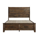 Jerrick Queen Sleigh Platform Bed with Footboard Storage in Brown - 1957-1