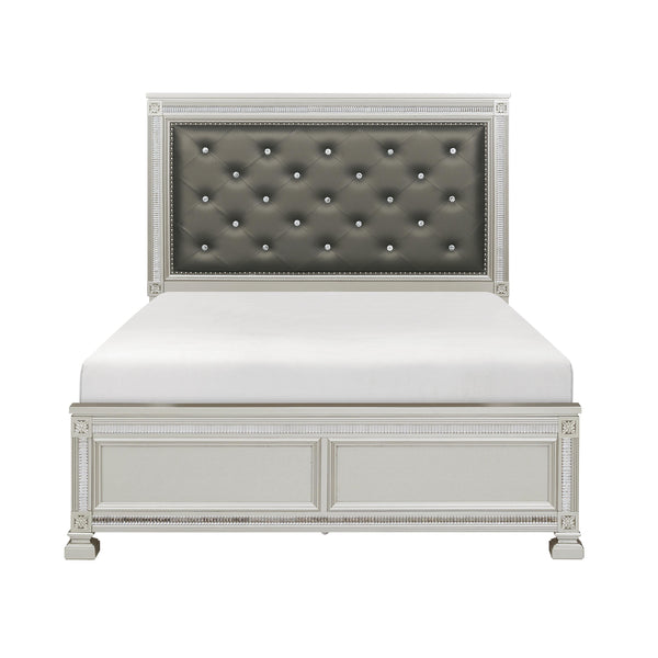Bevelle Eastern King Bed in Gray/Transparent/Gold/Silver/Champagne - 1958K-1EK